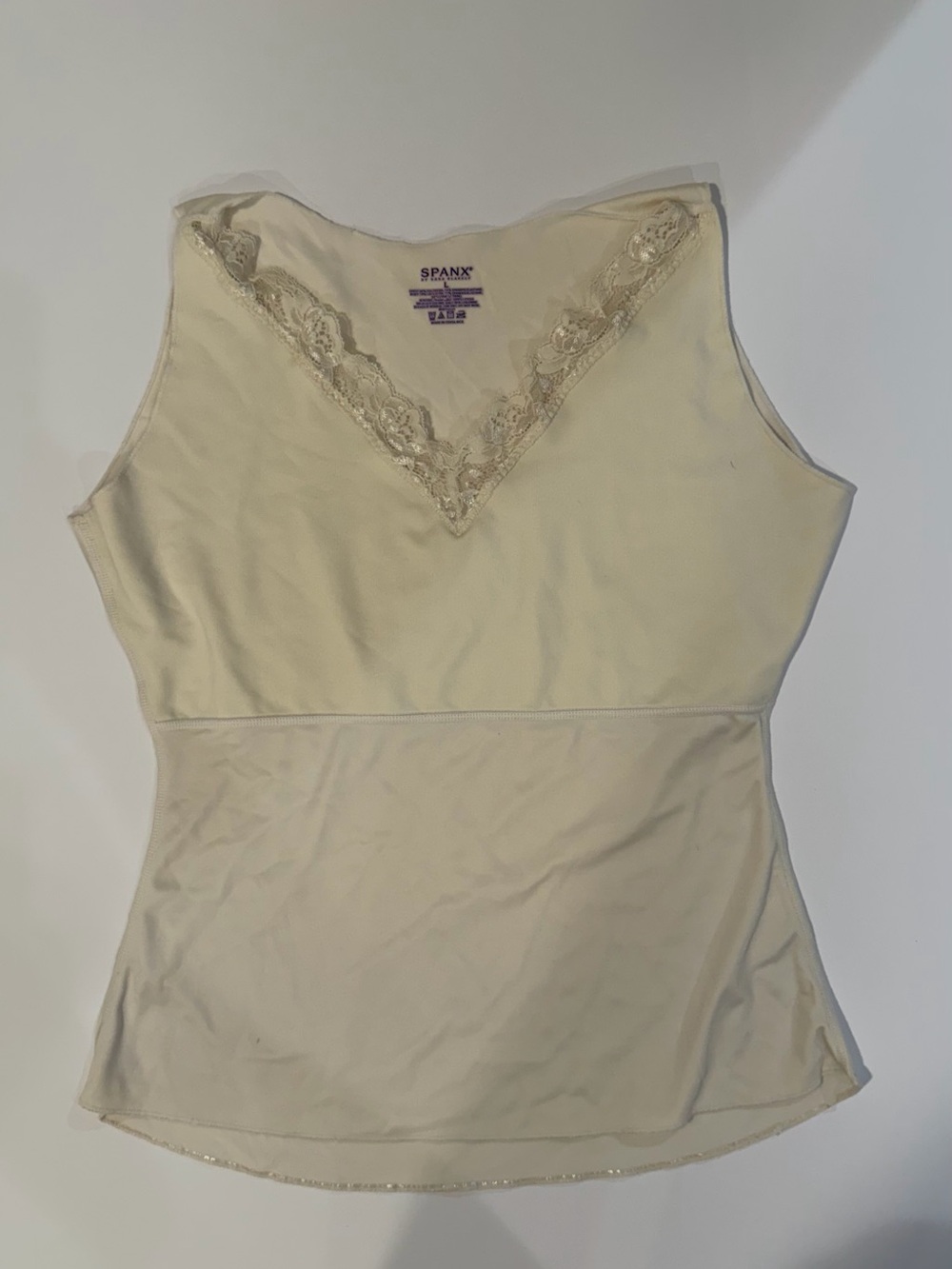 SPANX Cream Lace V‑Neck Shaping Tank